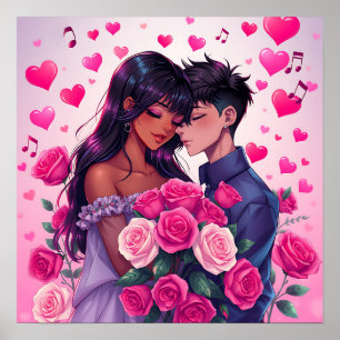 Cute Bi-Race Anime Valentindagen Poster