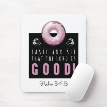 Cute Bible Psalm 34:8 med Rosa Doughnut
