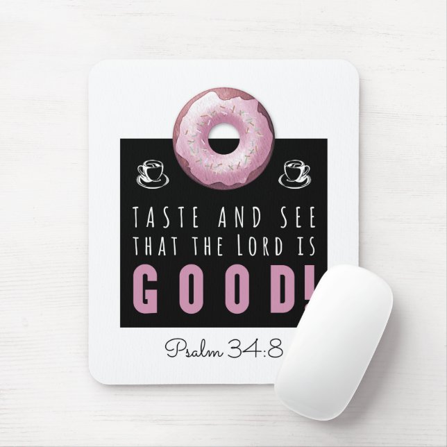 Cute Bible Psalm 34:8 med Rosa Doughnut Musmatta (Med mus)