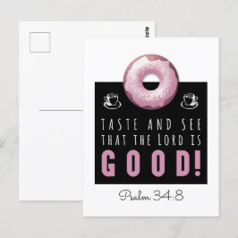 Cute Bible Psalm 34:8 med Rosa Doughnut Vykort