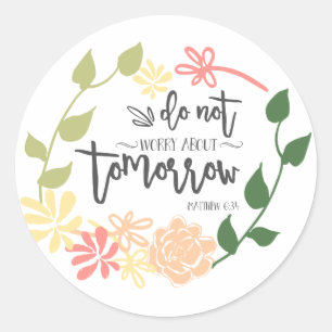 Cute Bible Verse Flower Wandeand Calligraphy Chic Runt Klistermärke