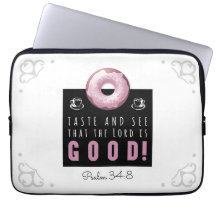 Cute Bible Verse Psalm 34:8 med Rosa Doughnut