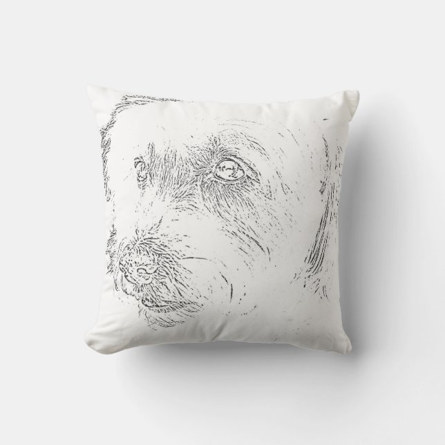 Cute Bichon Ansikte Sketch Favorite-ras Kudde (Framsida)