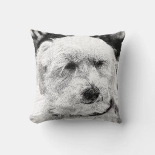 Cute Bichon Ansikte Sketch Favorite-ras Kudde