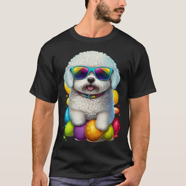 Cute Bichon Frise Easter Eggs Dog Costume Womens M T Shirt (Framsida)