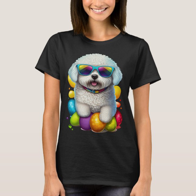 Cute Bichon Frise Easter Eggs Dog Costume Womens M T Shirt (Framsida)