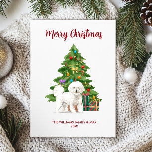 Cute Bichon Frise Hund-familjjul Julkort