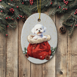 Cute Bichon Frise Hund julklapp Julgransprydnad Keramik