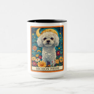 Cute Bichon Frise Hund Tarot Card Mugg