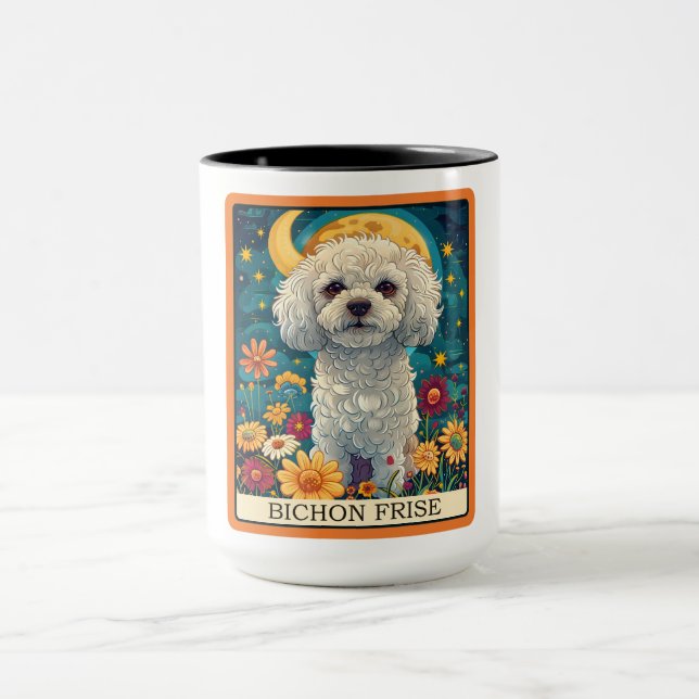 Cute Bichon Frise Hund Tarot Card Mugg (Center)
