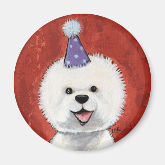 Cute Bichon Frise Party Hund Illustration Magnet