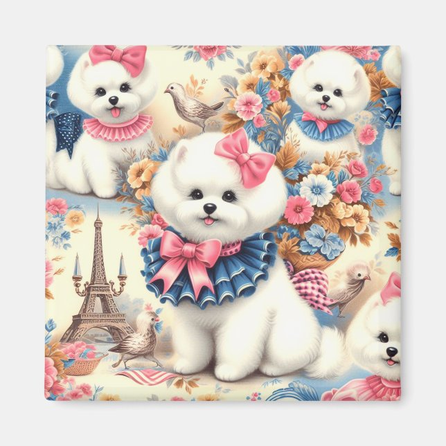 Cute Bichon Frisé Seamless Magnet (Framsidan)