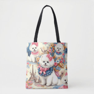 Cute Bichon Frisé Seamless Tygkasse