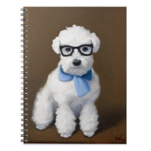 Cute Bichon Frisé Wearing Glass Anteckningsbok