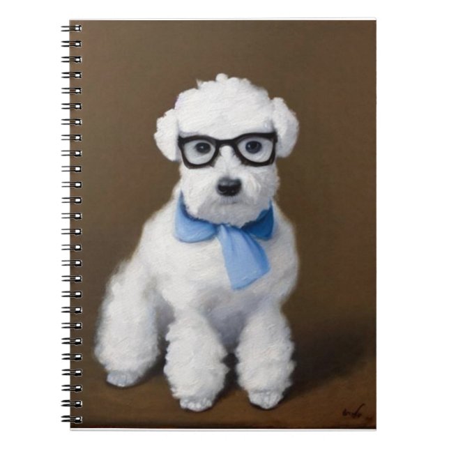Cute Bichon Frisé Wearing Glass Anteckningsbok (Framsidan)