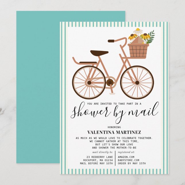Cute Bicycle Baby Shower by Mail Inbjudningar (Fram/baksida)
