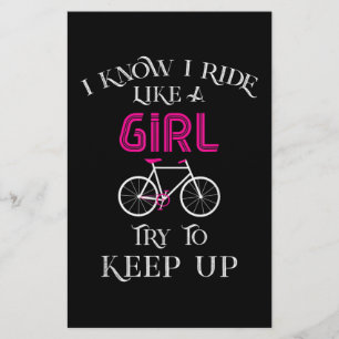 Cute Bicycle Bike Woman Girl Female Cyclist Brevpapper