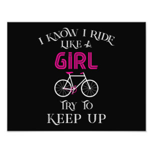 Cute Bicycle Bike Woman Girl Female Cyclist Fototryck