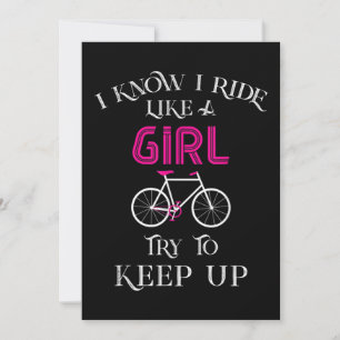 Cute Bicycle Bike Woman Girl Female Cyclist Inbjudningar