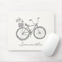 Cute Bicycle Teckning i Lilac | PERSONLIG NAMN