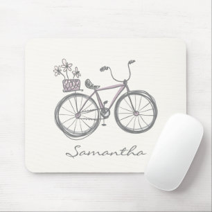 Cute Bicycle Teckning i Lilac PERSONLIG NAMN Musmatta
