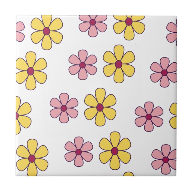 Cute big blommor mönster kakelplatta (Framsidan)