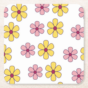 Cute big blommor mönster underlägg papper kvadrat