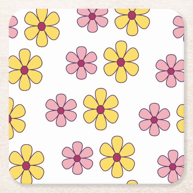 Cute big blommor mönster underlägg papper kvadrat (Framsidan)