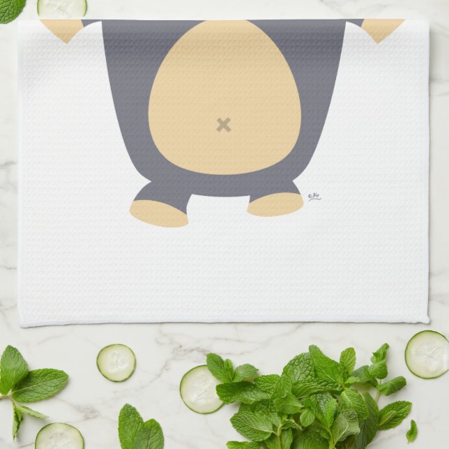 Cute Big Blue Tecknad Bear Kitchen Towel Kökshandduk (Vikta)