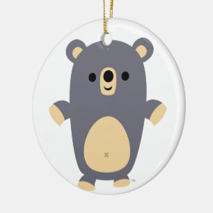 Cute Big Blue-Tecknad Bear Ornament