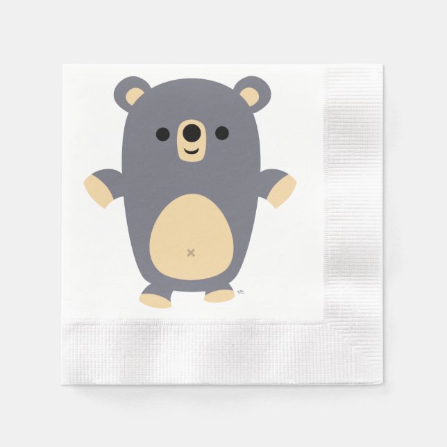Cute Big Blue-Tecknaden Bear Papper Napkins Pappersservett (Framsidan)