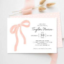 Cute Big Bow | Rosa för inbjudan till babyskor