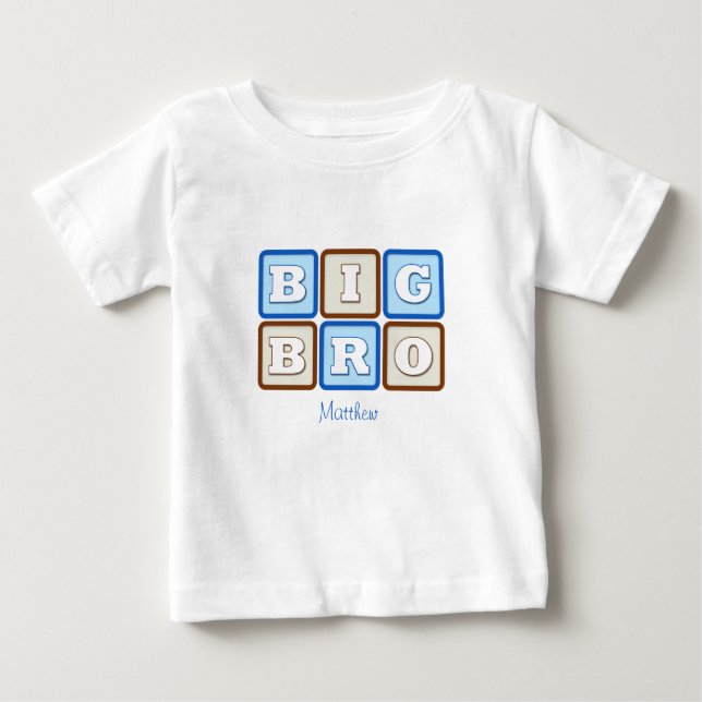 Cute Big Bro Ord Block med Namn Tröja (Framsida)