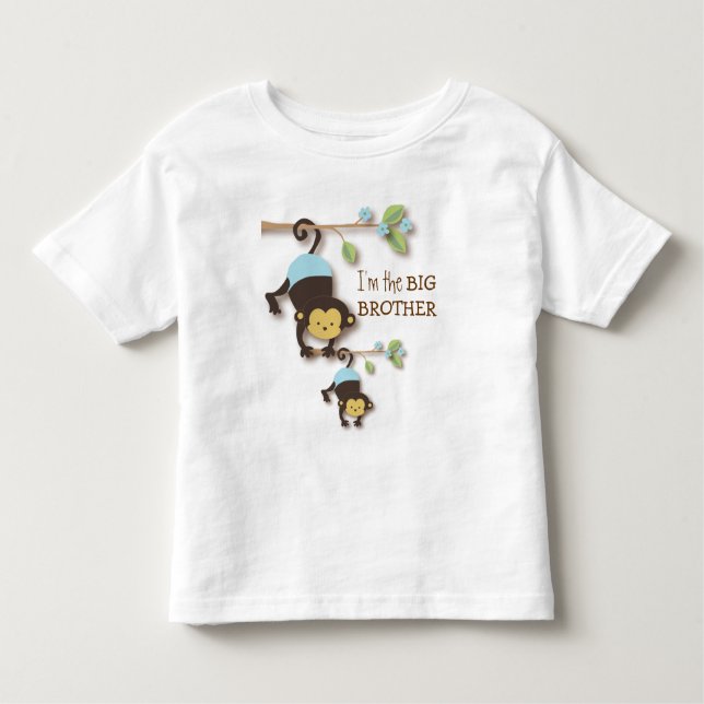 Cute Big Brother Monkey med Lil'Baby Syrran Småbar T Shirt (Framsida)