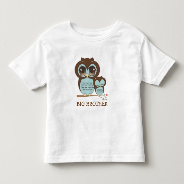 Cute Big Brother Uggla med Sömnig Lil'Baby Bro Tee Shirt (Framsida)