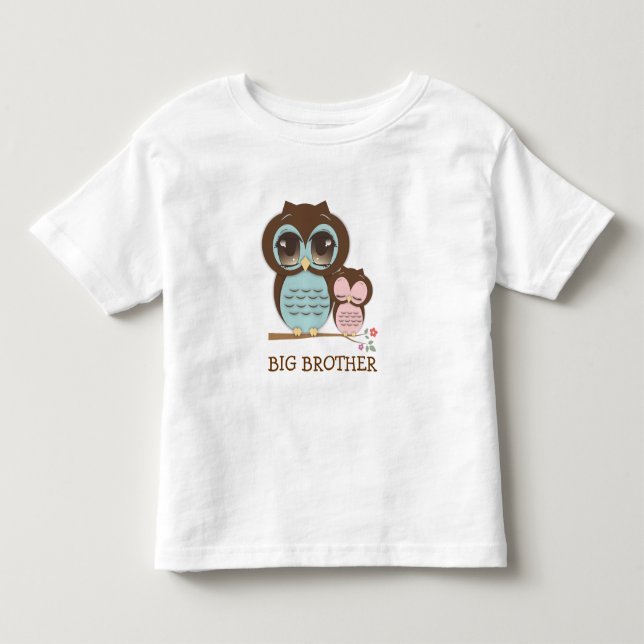 Cute Big Brother Uggla med Sömnig Lil'Baby Syrran Tee Shirt (Framsida)