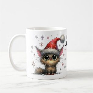 Cute Big-eyed Cat i jultomten Kaffemugg