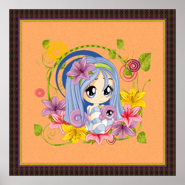 Cute Big Eyed Chibi Dragon Fairy Poster (Framsidan)