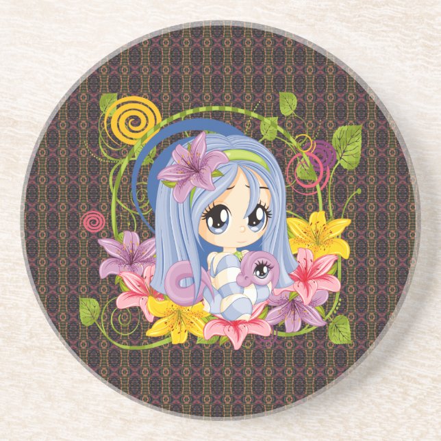 Cute Big Eyed Chibi Dragon Fairy Underlägg (Framsidan)