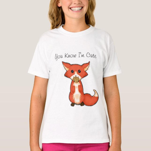 Cute Big Eyed Fox åt en kaka Tee (Framsida)