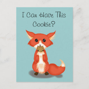 Cute Big Eyed Fox åt en kaka Vykort