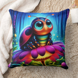 Cute Big-eyed Ladybug med mystisk glöd Kudde