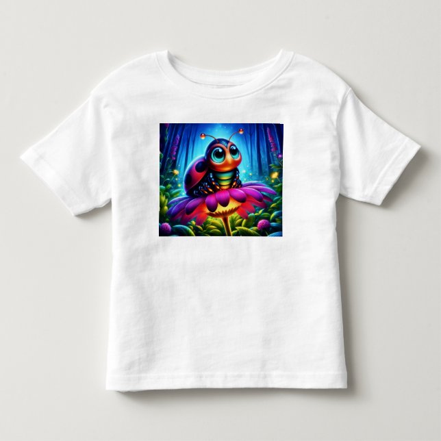 Cute Big-eyed Ladybug med mystisk glöd T Shirt (Framsida)