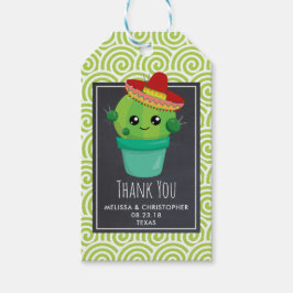 Cute Big Eyed Smiling Cactus in Red Sombrero Presentetikett