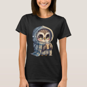 Cute Big Eyed Uggla som innehar ett kaffe T Shirt