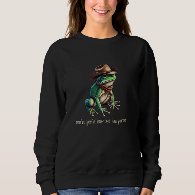 Cute Big Grönt Frog Man Design Funny Meme Yehaw C T Shirt (Framsida)