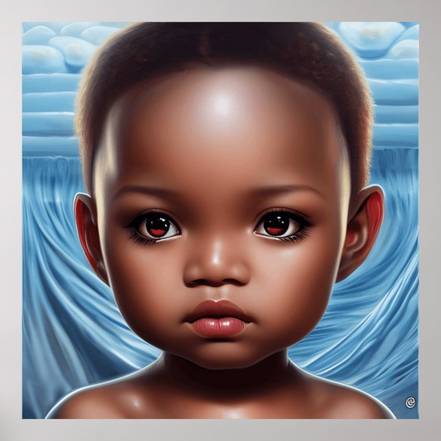 Cute Big öga-flickpojke Småbarn Modern Art 6 Poster (Framsidan)