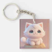 Cute Big Ögon Fluffy White Kitten