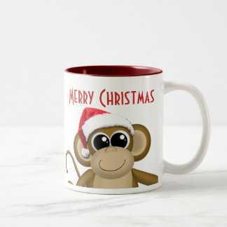 Cute Big Santa Hat Monkey Mugg