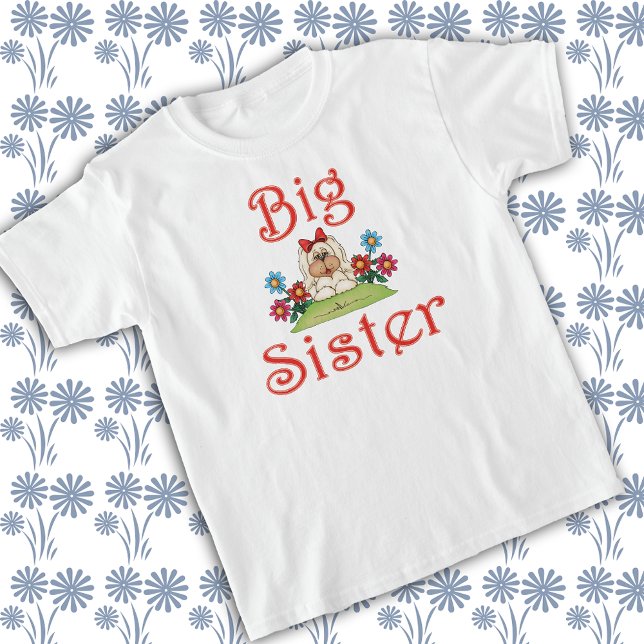 Cute Big Sister Fluffy White Puppy Hund Tee Shirt (Skapare uppladdad)